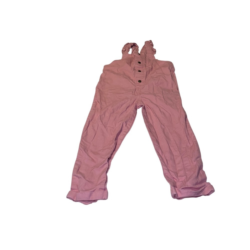 Dip Girls Size 5T Pink Ruffle Strap Button Front Jumpsuit Overalls Kids
